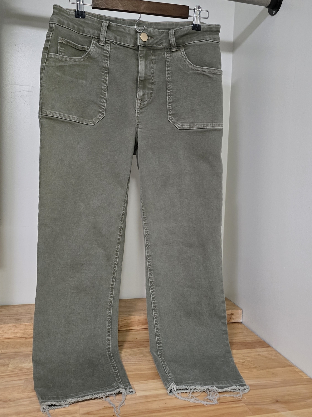 Maurices Olive Utility Straight-Leg Ankle Jeans